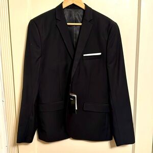 H&M Black Blazer Slim Fit 42R 2-Button Single-Breasted